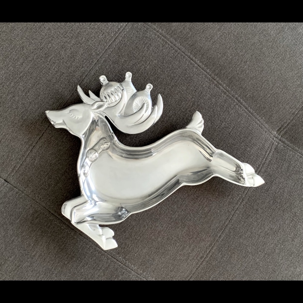 VTG LENOX ALUMINUM CHRISTMAS DEER DISH TRINKET